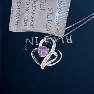 Jewelry Sterling Silver "I love you with all my heart" Love Heart Cubic Zirconia